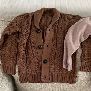 Boys Brown Cable Knit Sweater and a beige one/size 8